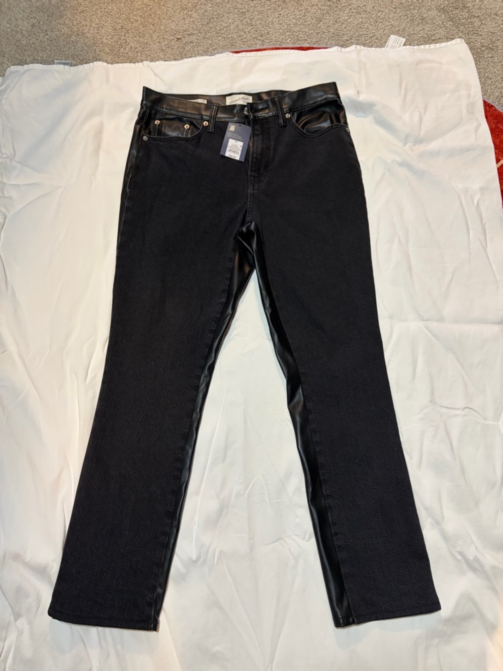 Universal Thread Black Skinny Jeans with Faux-Leather back